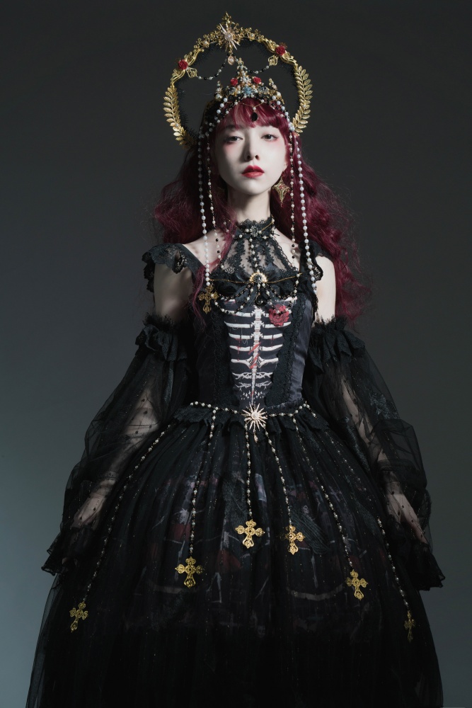 Dance of Skeleton Gothic Lolita Dress JSK Full Set