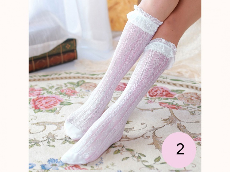 Lace Trims Heart Patterns Stockings
