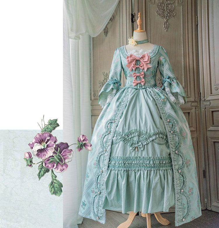 Les Roses Court Robe-Green Colour