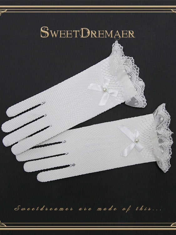 Vintage Imitated Pearl Lace Gloves