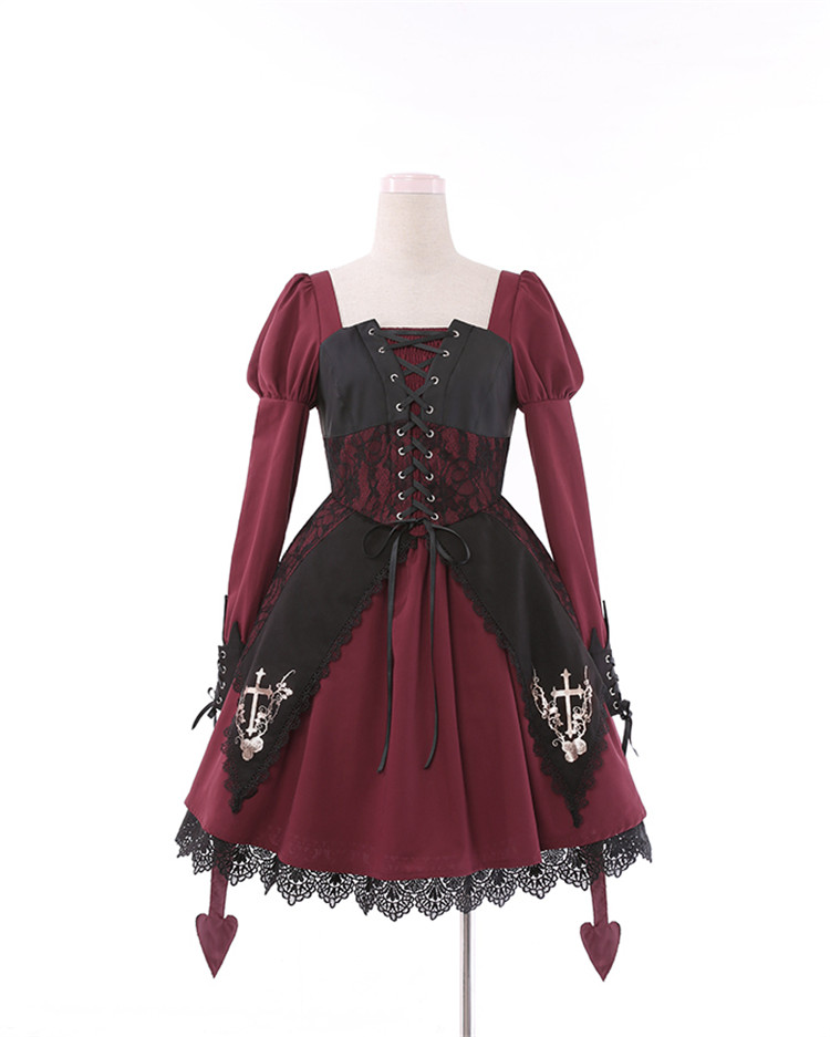 Rose Cross Lace Halloween Gothic Lolita Dress OP