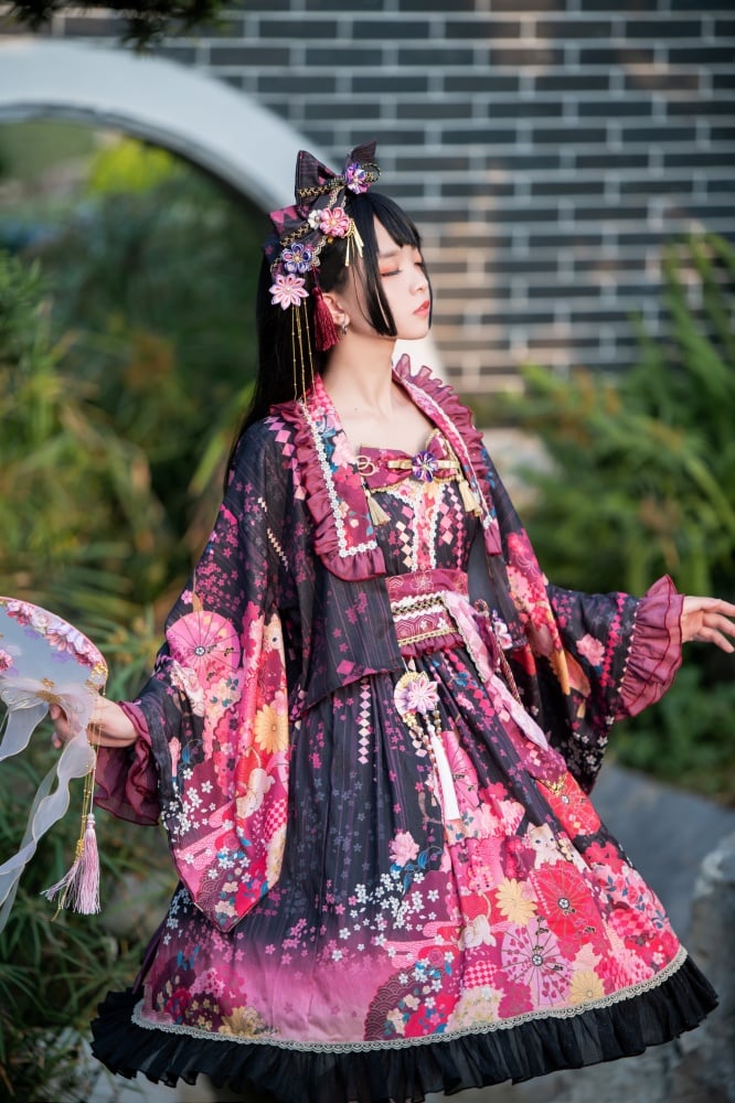 Falling Sakura Wa Lolita Dress JSK Full Set