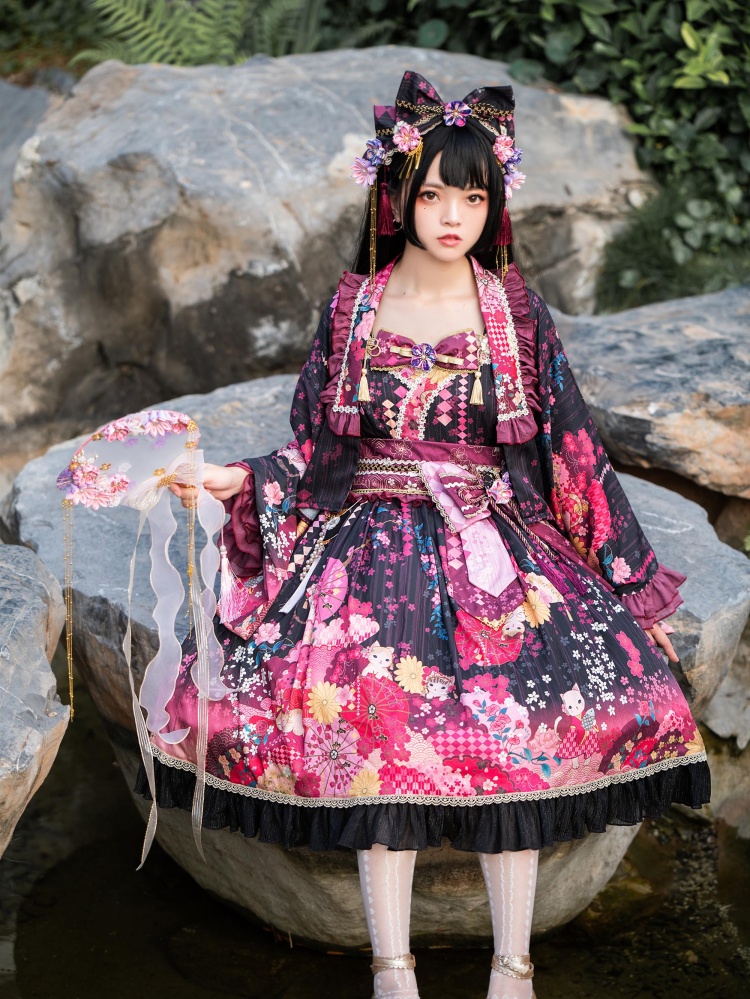 Falling Sakura Wa Lolita Dress JSK Full Set