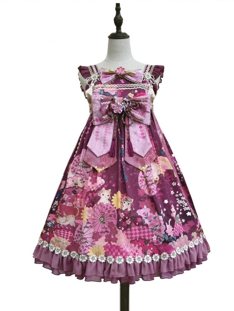 Falling Sakura Wa Lolita Dress High-bust JSK Full Set