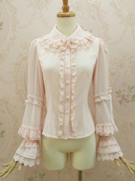 [$36.10]Double Layer Peter Pan Collar Chiffon Lolita Shirt
