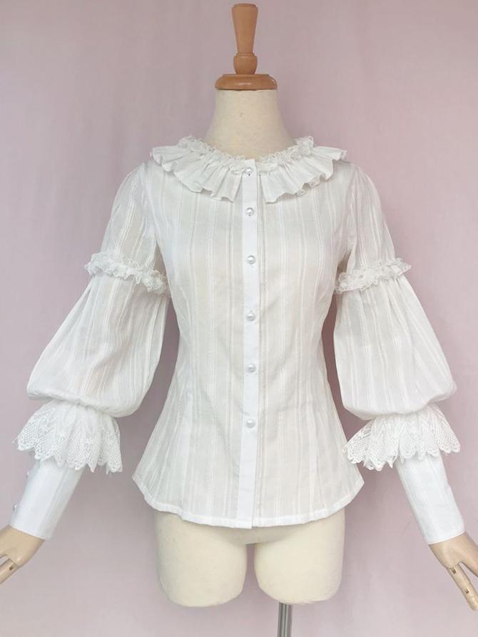 Round Neckline Leg-of-mutton Sleeves Lolita Shirt