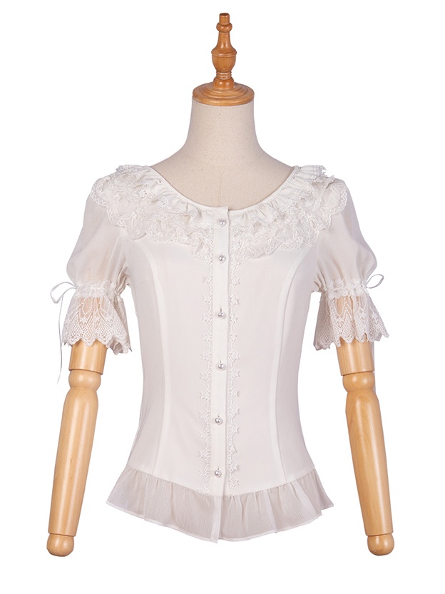 Round Neckline Short Sleeves Lolita Shirt