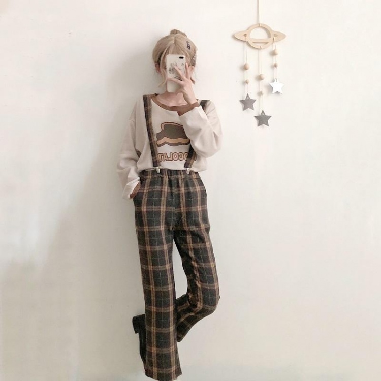 Chocolate Themed Plaid Suspender SK or Trousers