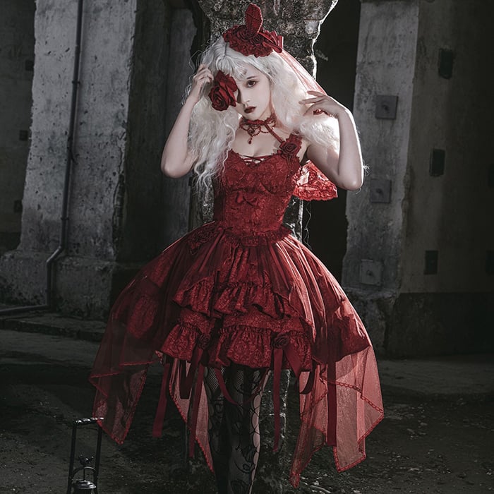 Bleeding Rose Overlay Tulle Skirt