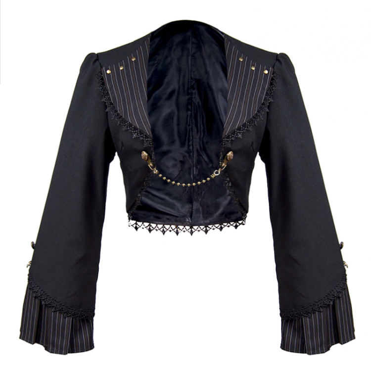 [$75.00]Black Long Sleeves Steampunk Jacket