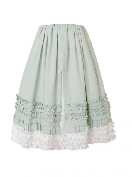 [$28.38]Little Lily Tiered Skirt and Ruffle Trim Lolita SK