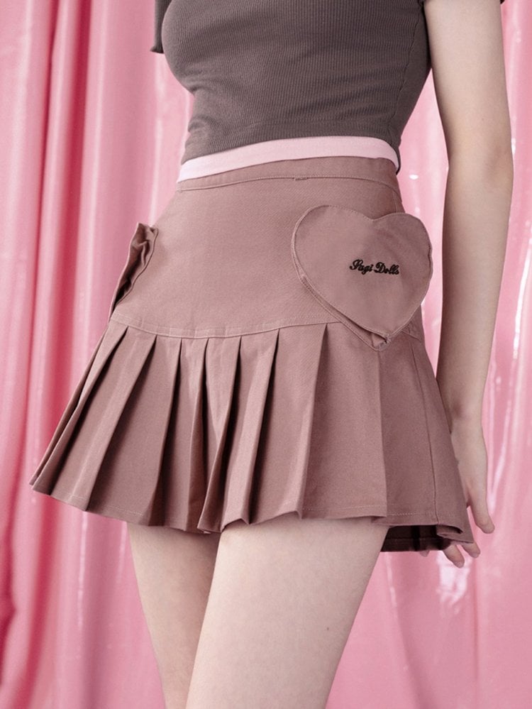 Made-to-Order Heart-Shaped Pockets Box Pleat Skirt