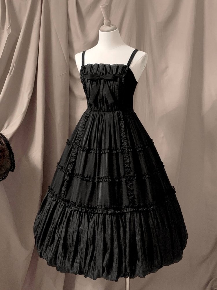 Raven Cage Gothic Thin Shoulder Straps Bubble Skirt Lolita JSK
