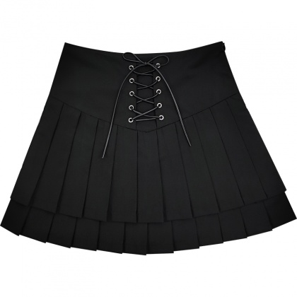 Lace-up High Waist Pleated Skirt