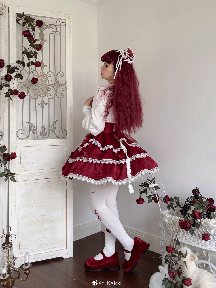 Evil Loli Tiered Skirt and Flounce Hem Lolita SK