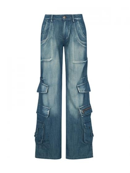 Multi Pockets Design Wash Denim Jeans