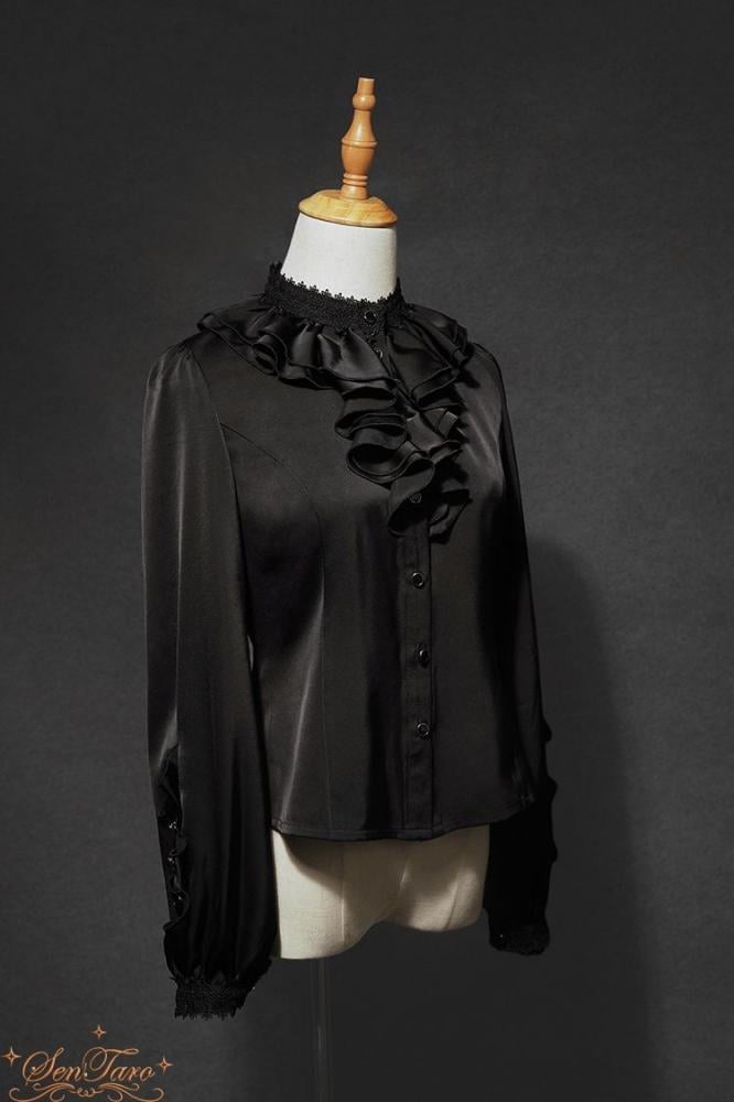 Black Forest Long Sleeves Ruffle Trim Blouse