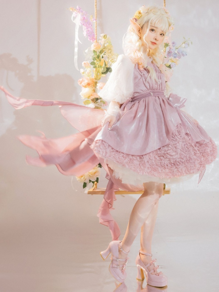 Randy Rose Sweetheart Neckline Rosette Design Skirt Big Bow Lolita JSK