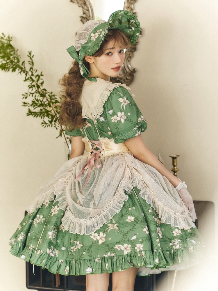 Beige / Green / Blue / Black Classic Lolita Bonnet