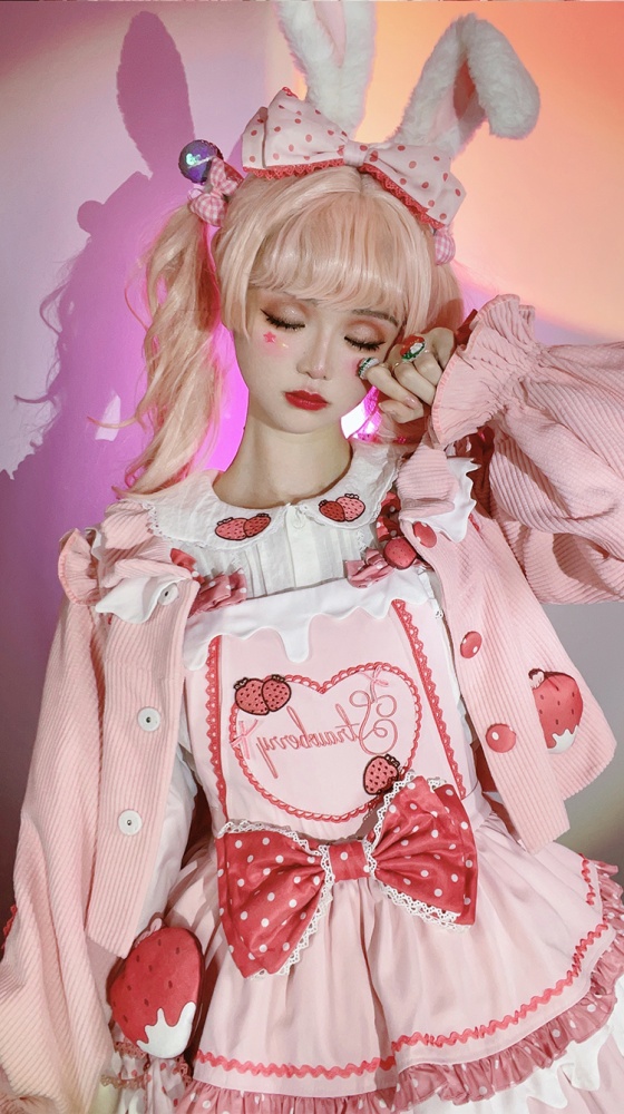 Strawberry Milk Pie Bowknot Details Tiered Flounce Hem Sweet Lolita ...