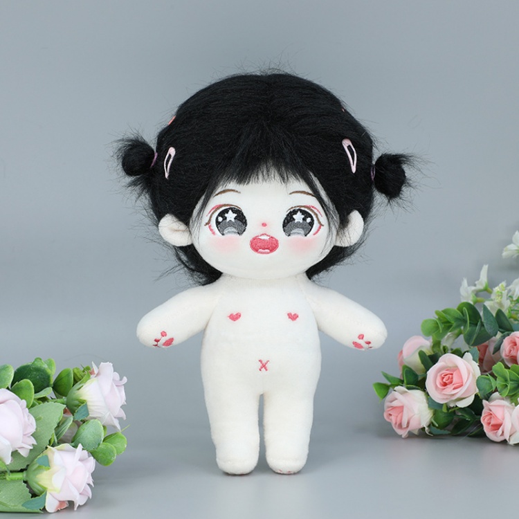 20cm Black Hair Black Eyes Cotton Doll
