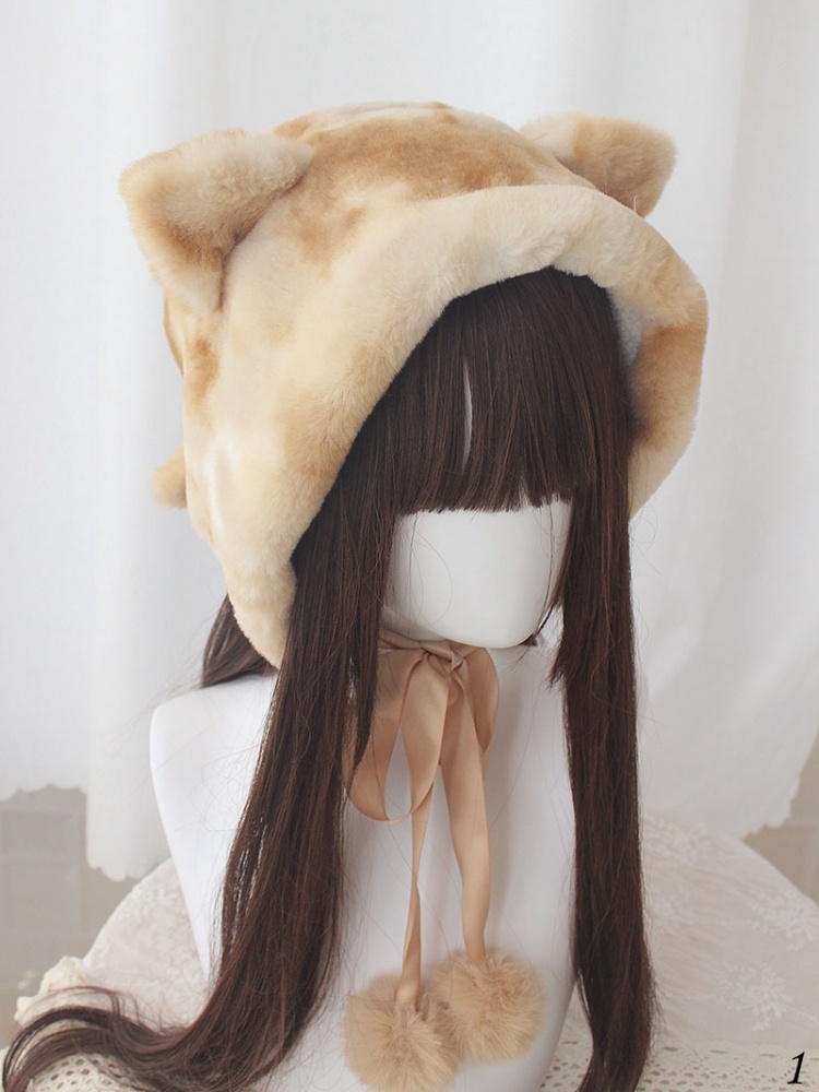 Handmade Plush Cat Ears Winter Hat