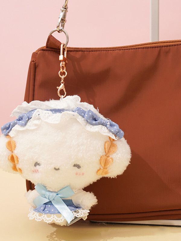 Cute Sanrio Hangyodon Blue Bow Tie Plush Doll Toy Bag Pendant