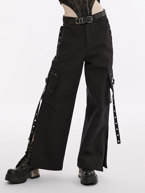 [$89.50]Natural Waist Zip Cuffs Cargo Pants