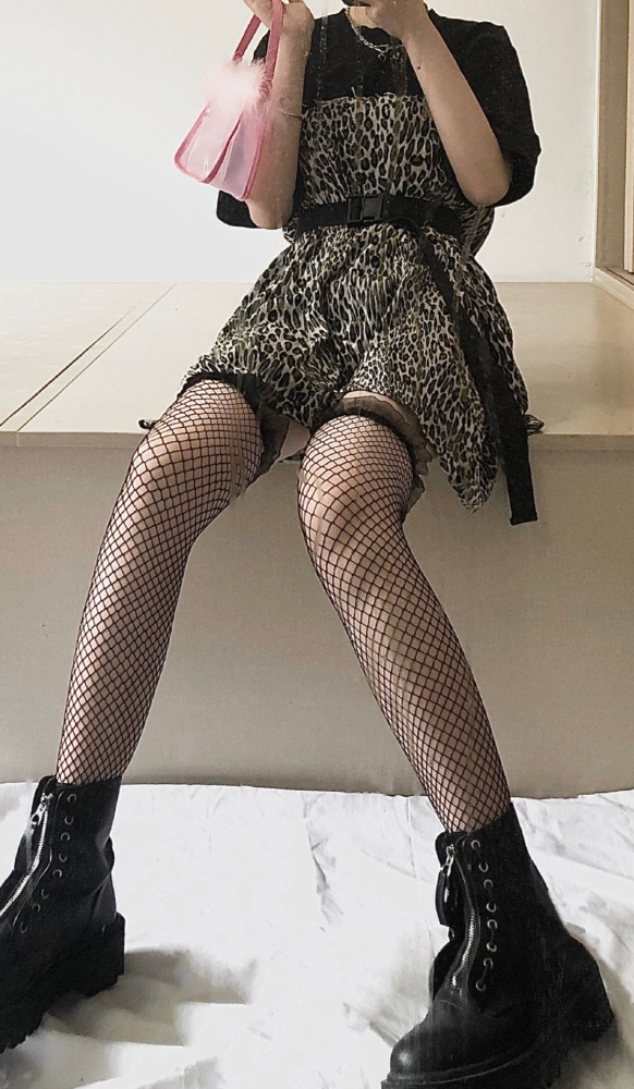 Ruffled Cuff 5 Color Options Punk Fishnet Over Knee Stockings