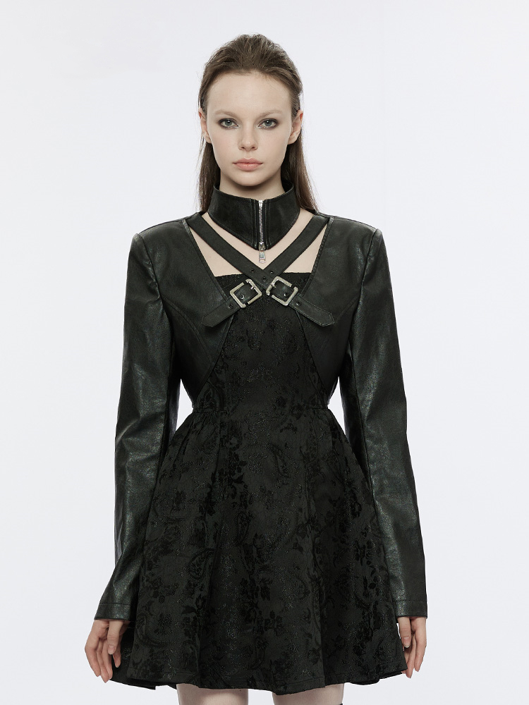 Gothic Detachable Banded Collar PU Bolero