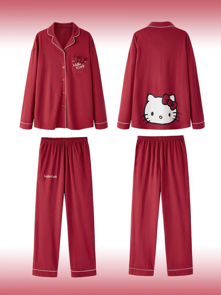 Sanrio Authorized Hello Kitty Print Cotton Pajama Set