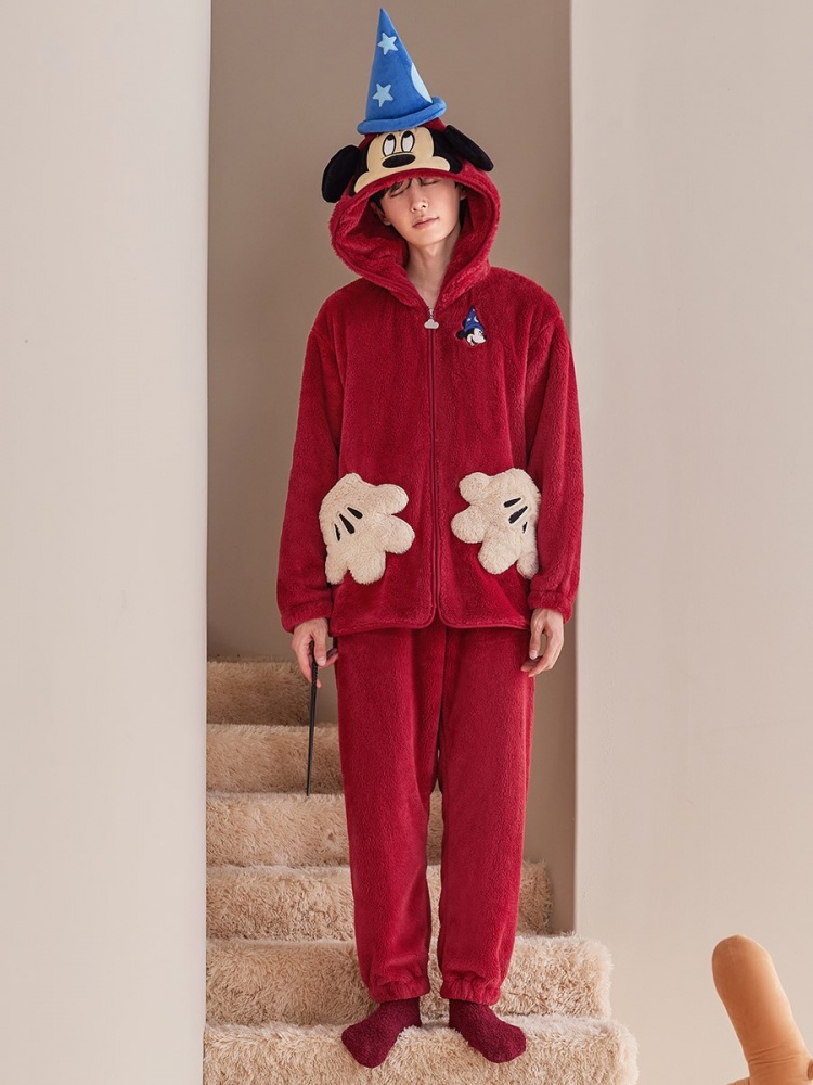 Disney Authorized Mickey Embroidery Couple Pajama Set