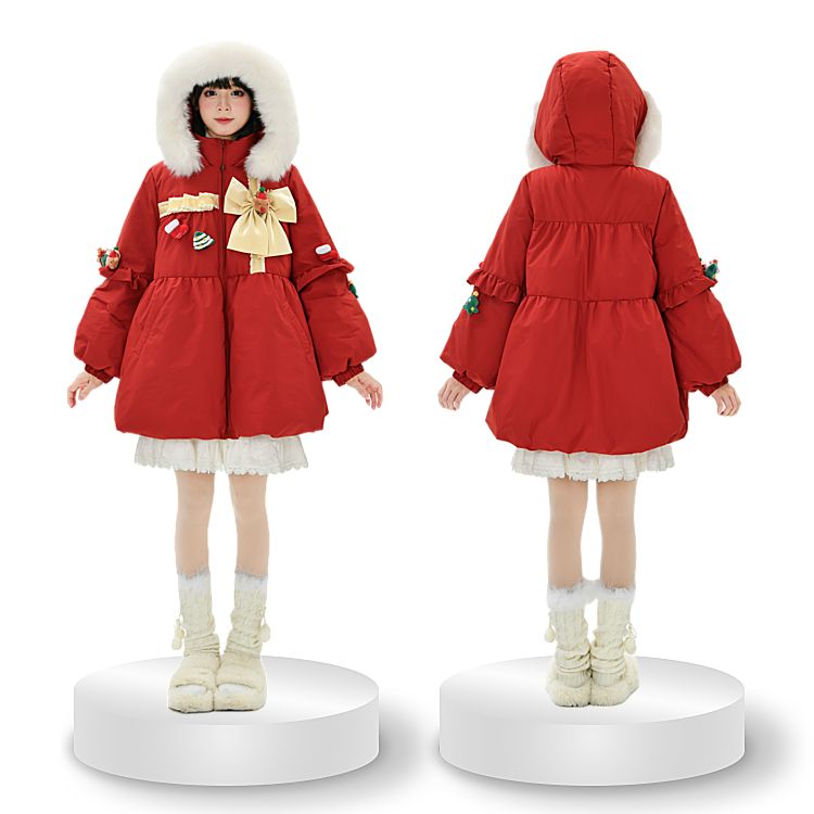 9IN WOLF WITH RED HOODED PUFFER JACKET - Fiesta Toy