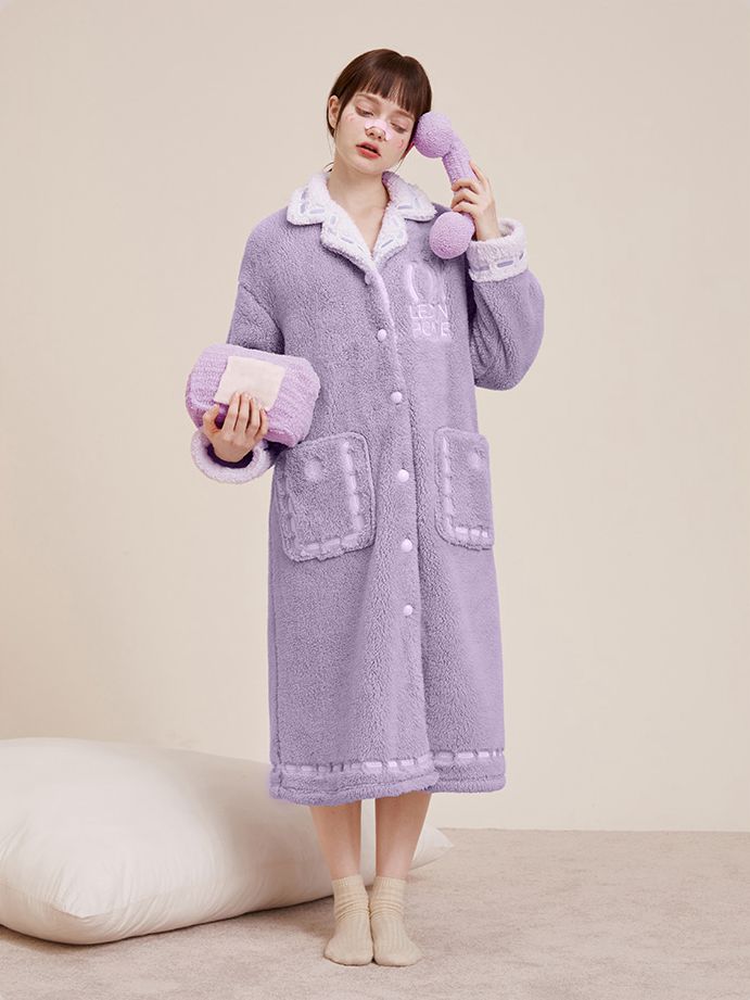 Dotted Line Purple Couple Nightgown
