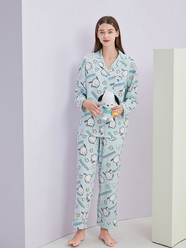 Sanrio Authorized Pochacco Print Cotton Pajama Set