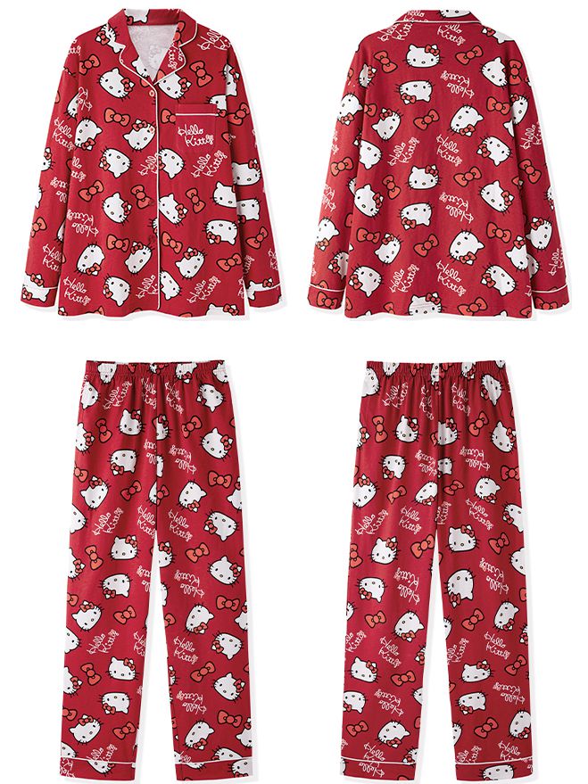 Sanrio Authorized Hello Kitty Print Cotton Pajama Set