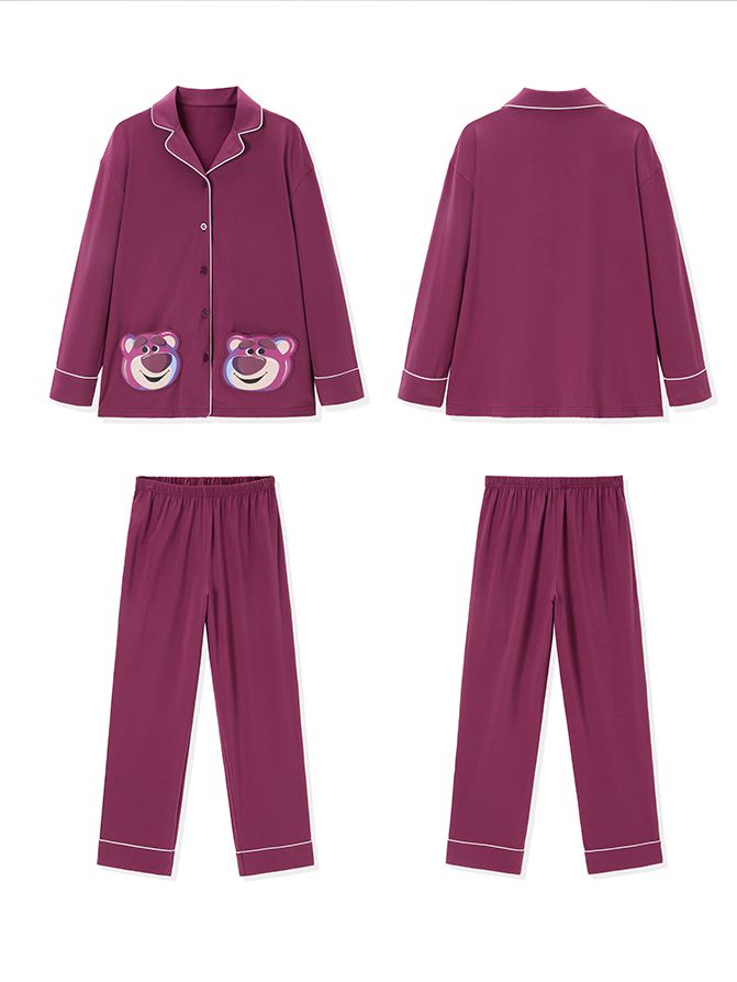 Disney Authorized Lotso Huggin-Bear Contrast Trim Design Pajama Set