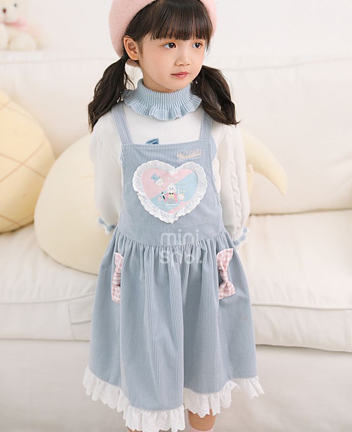 Disney Authorized Alice in Wonderland Blue Corduroy Overall Dress for Kids