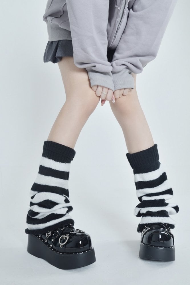 5 Color Options Striped Pattern Knitted Flare Leg Warmers