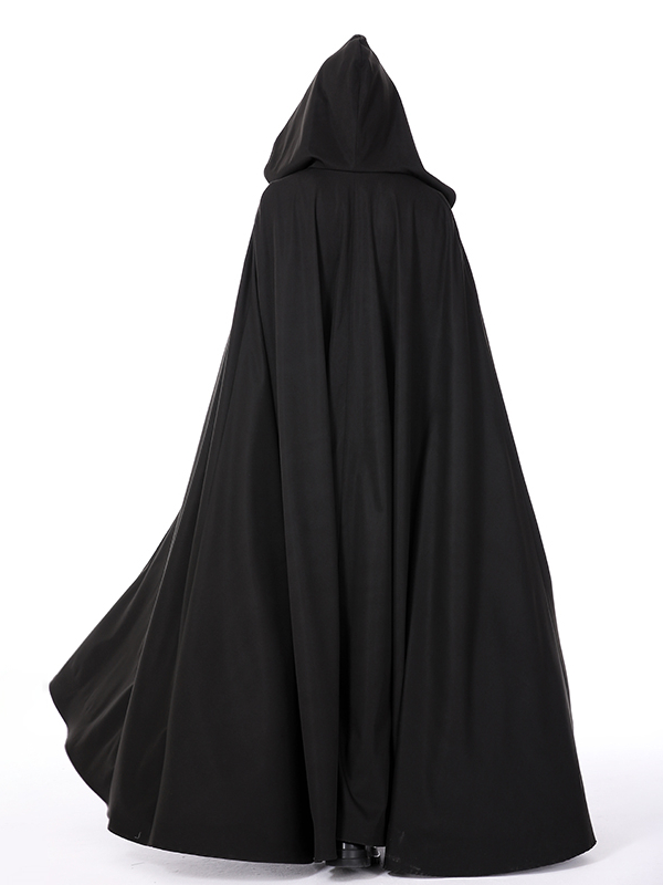 Gothic Black Hooded Cloak Outerwear