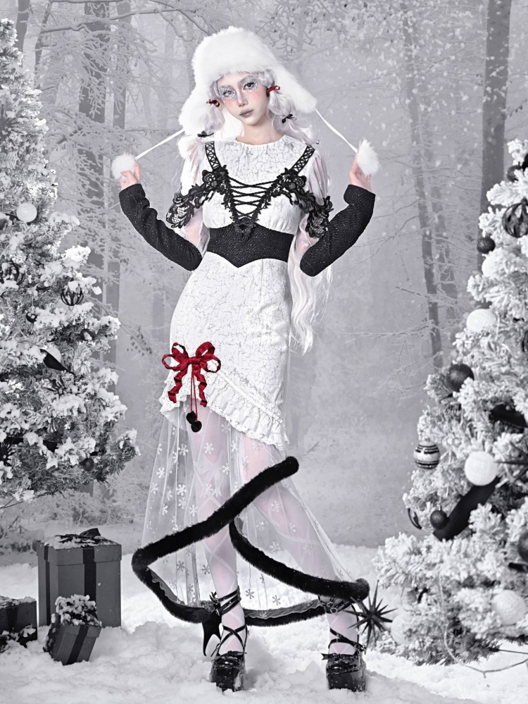 Christmas Bowknot Velvet Cloth Line Tree Decorative Ornament
