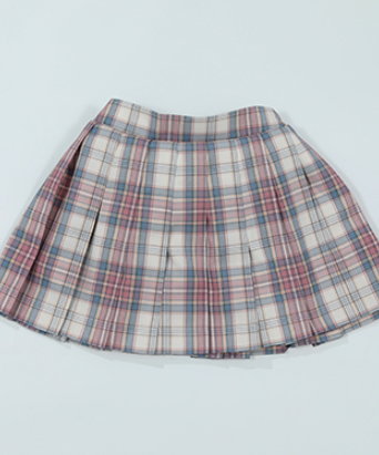Blue&Pink Plaid Pleated Skirt for Kids