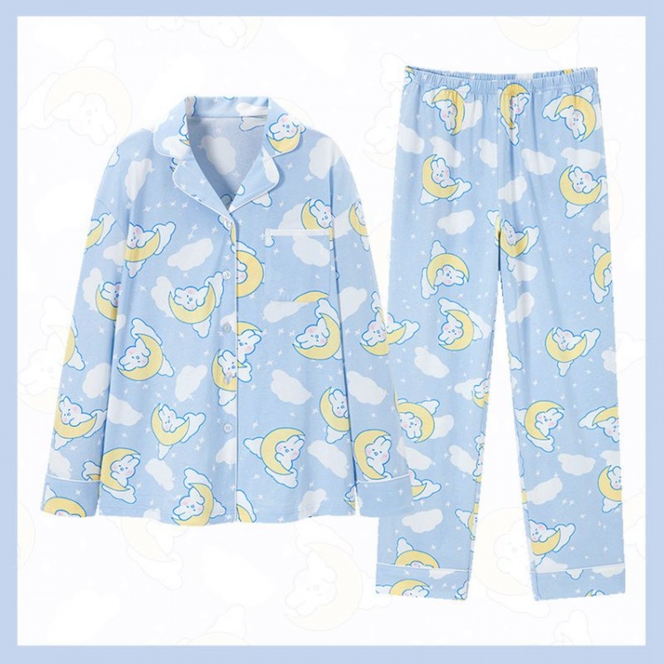 Mong Mong × LEDIN Allover Print Cotton Blue Pajama Set