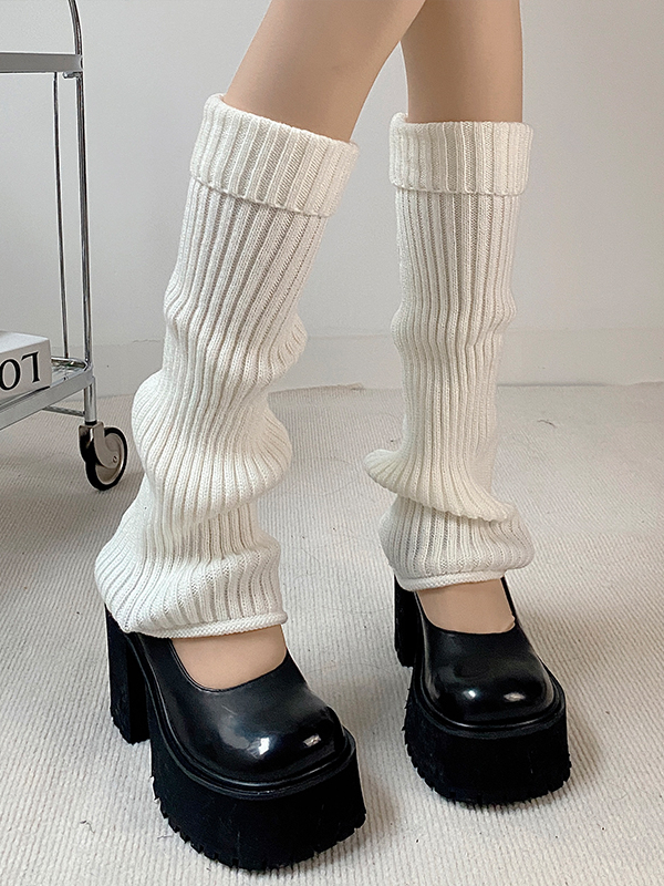 Knitted Leg Warmers White