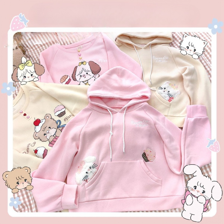 Mikko Authorized Cammy Embroidery Pink Thick Hoodie