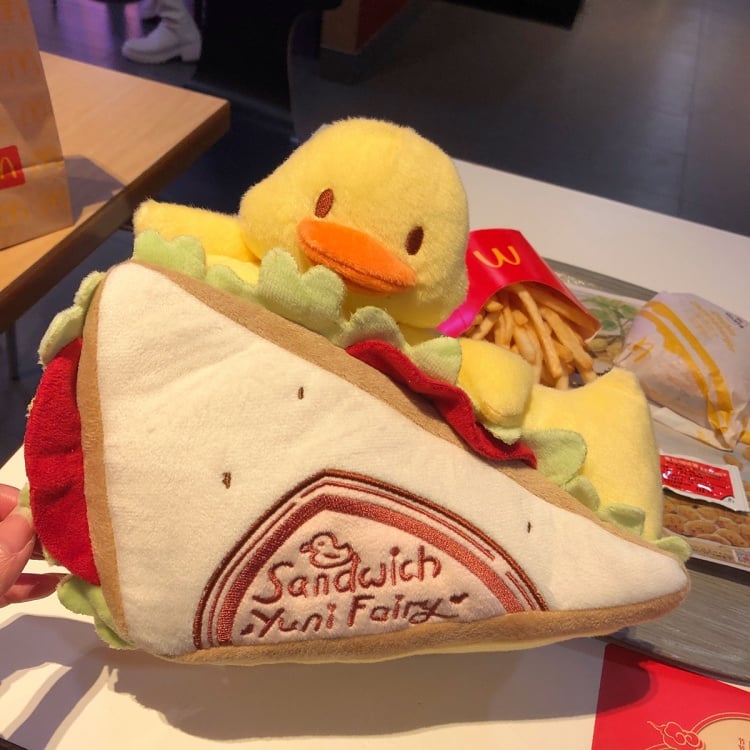 Plush Duck Design Sandwich Shaped Crossbody Bag