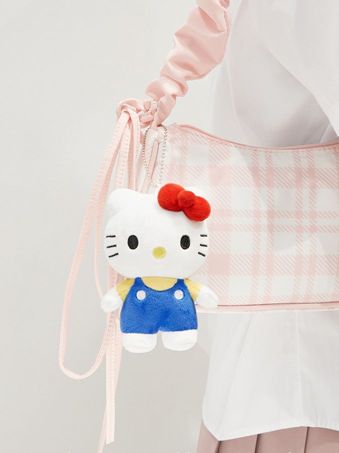 Hello Kitty Kuromi Face Plush Tote Bag Sanrio NEW