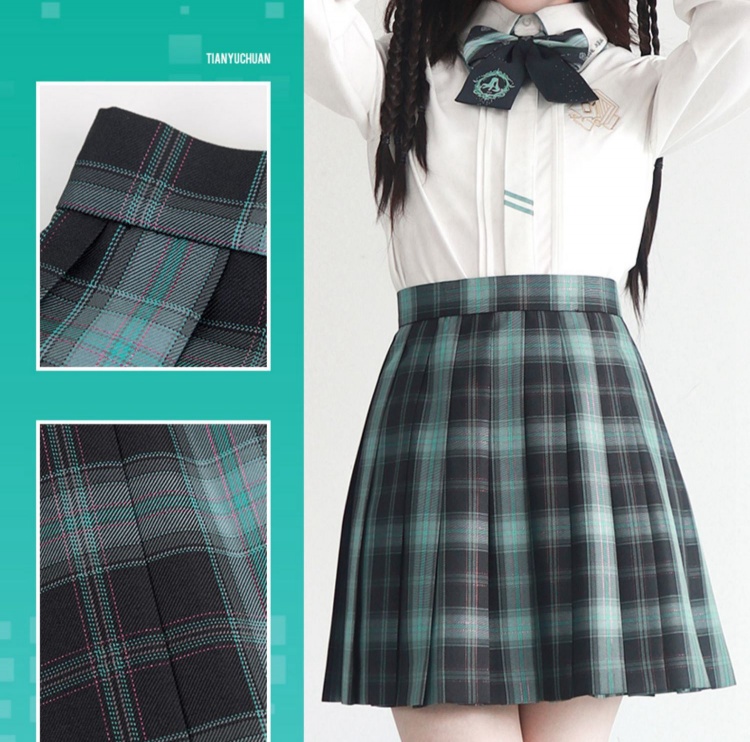 48cm Green Plaid Pleated Skirt JK Uniform Skirt