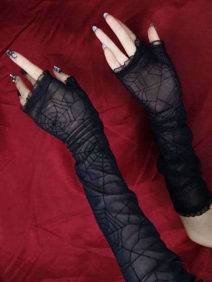 Longs gants transparents style toile d'araignée