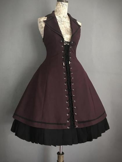 Elegant Gothic Oversized Foldover Collar Cloak Black&Red / Black&Blue